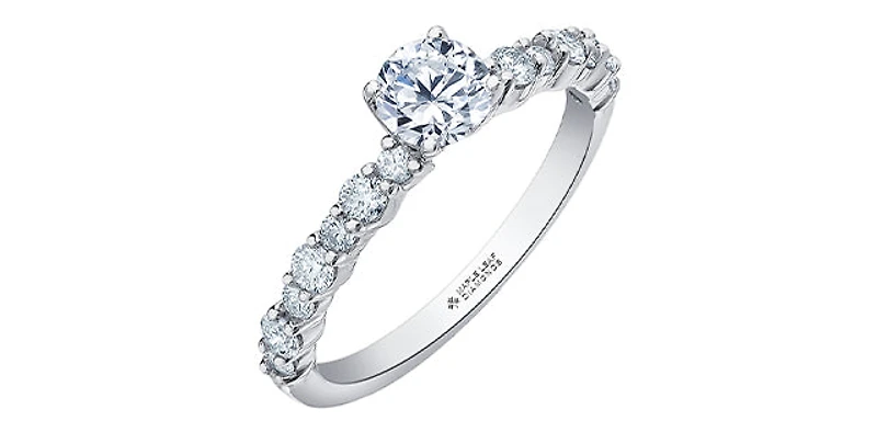 18K White Gold 0.90cttw Canadian Diamond Engagement Ring, Size 6.5