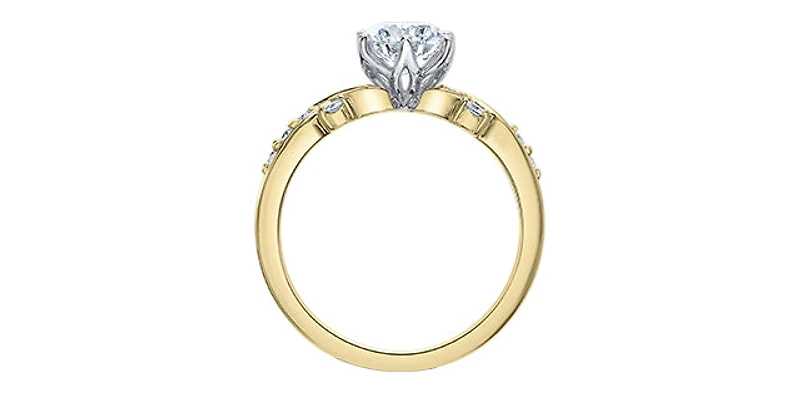 18K White & Yellow Gold /Palladium Alloy (Hypoallergenic) 1.10cttw Canadian Diamond Engagement Ring - 4.5