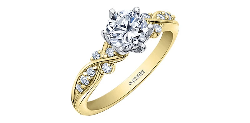 18K White & Yellow Gold /Palladium Alloy (Hypoallergenic) 1.10cttw Canadian Diamond Engagement Ring - 4.5
