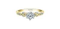 18K White & Yellow Gold /Palladium Alloy (Hypoallergenic) 0.60cttw Canadian Diamond Engagement Ring - 4.5