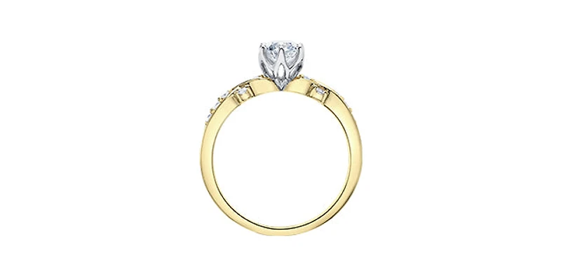 18K White & Yellow Gold /Palladium Alloy (Hypoallergenic) 0.60cttw Canadian Diamond Engagement Ring - 4.5