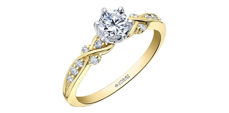 18K White & Yellow Gold /Palladium Alloy (Hypoallergenic) 0.60cttw Canadian Diamond Engagement Ring - 4.5