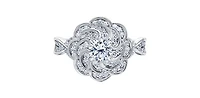 18K White Gold and Palladium 0.88cttw Canadian Diamond Halo Engagement Ring