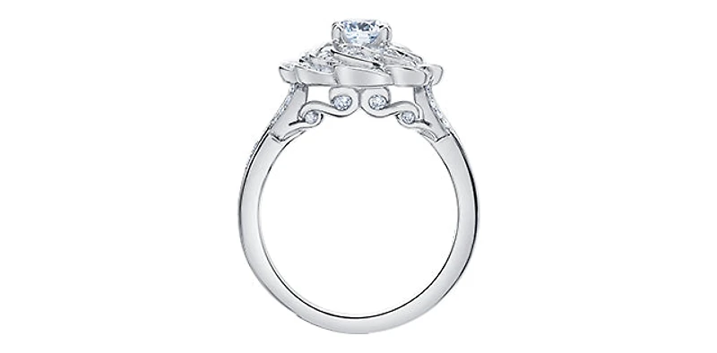 18K White Gold and Palladium 0.88cttw Canadian Diamond Halo Engagement Ring