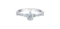 18K White Gold 1.00cttw Pear Cut Canadian Diamond Engagement Ring, Size 6.5