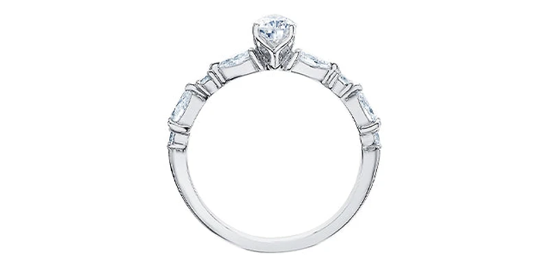 18K White Gold 1.20cttw Pear Cut Canadian Diamond Engagement Ring, Size 6.5