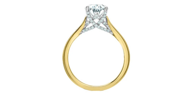 14K Yellow and White gold 2.157cttw Lab Grown Oval Diamond Ring with Hidden Halo - 4 / yellow gold