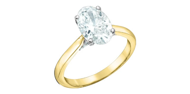 14K Yellow and White gold 2.157cttw Lab Grown Oval Diamond Ring with Hidden Halo - 4 / yellow gold