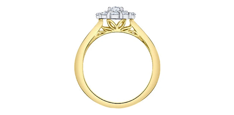 18K White & Yellow Gold /Palladium Alloy (Hypoallergenic) 0.77cttw Canadian Diamond Engagement Ring