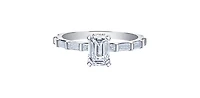 14K White Gold 1.44cttw Canadian Diamond Emerald Cut Engagement Ring - 4.5
