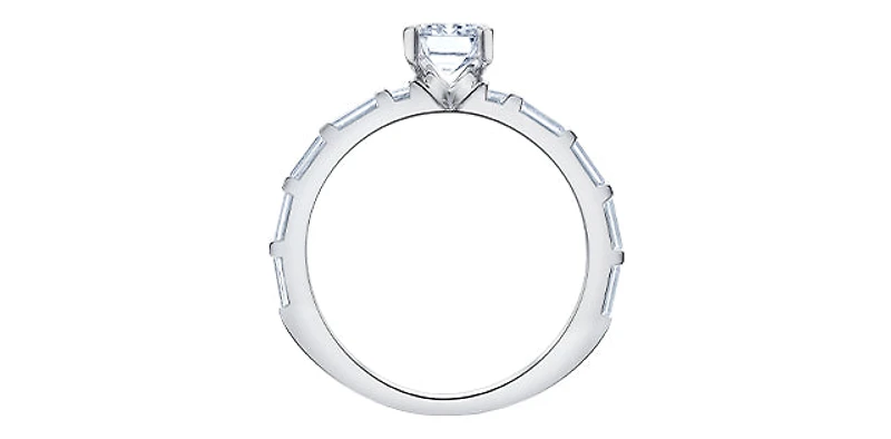 14K White Gold 1.44cttw Canadian Diamond Emerald Cut Engagement Ring - 4.5