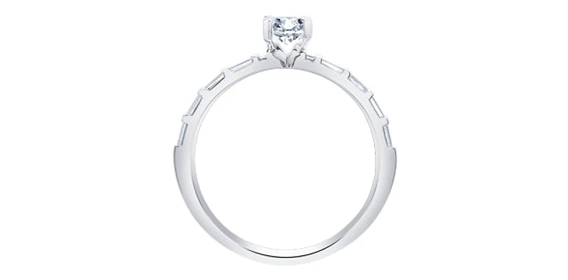 14K White Gold 0.75cttw Canadian Diamond Emerald Cut Engagement Ring - Diamond / 4.5
