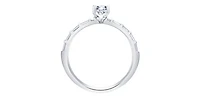 14K White Gold 0.75cttw Canadian Diamond Emerald Cut Engagement Ring - Diamond / 4.5