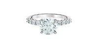 14K White Gold Cttw Lab Grown Round Brilliant Cut Diamond Engagement Ring with Hidden Halo