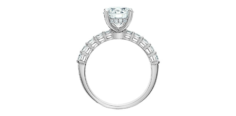 14K White Gold Cttw Lab Grown Round Brilliant Cut Diamond Engagement Ring with Hidden Halo