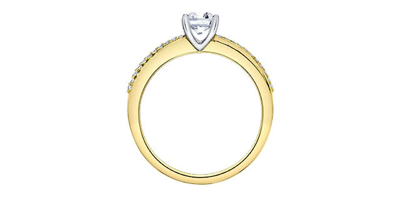14K White & Yellow Gold 0.59cttw Canadian Diamond Engagement Ring - 4.5