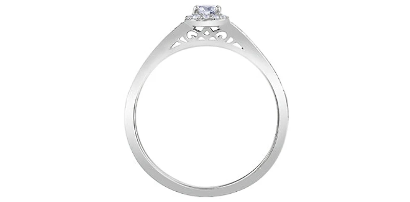 10K White Gold 0.25cttw Canadian Diamond Engagement Ring, Size 6.5