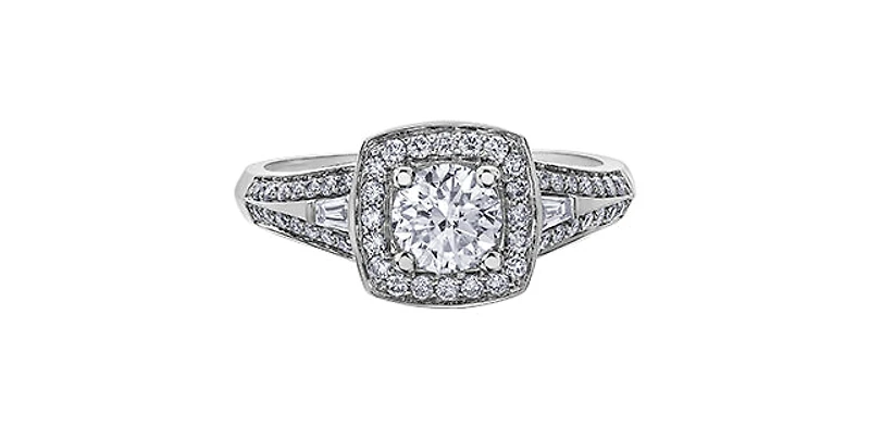 14K White Gold 0.95cttw Canadian Diamond Engagement Ring - Gold / 4.5