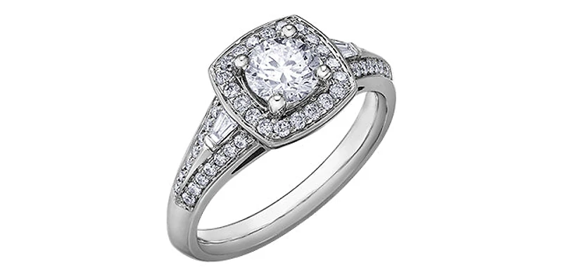 14K White Gold 0.95cttw Canadian Diamond Engagement Ring - Gold / 4.5