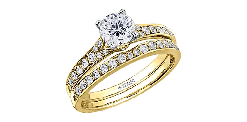 18K Yellow Gold 0.50cttw Round Brilliant Cut Canadian Diamond Engagement Ring - / 14K White