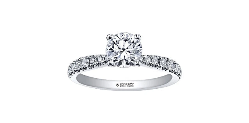 18K White Gold and Palladium 0.80cttw Canadian Diamond Engagement Ring - 4.5