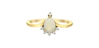10K Yellow Gold Opal and Diamond Ring - 4