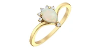 10K Yellow Gold Opal and Diamond Ring - 4