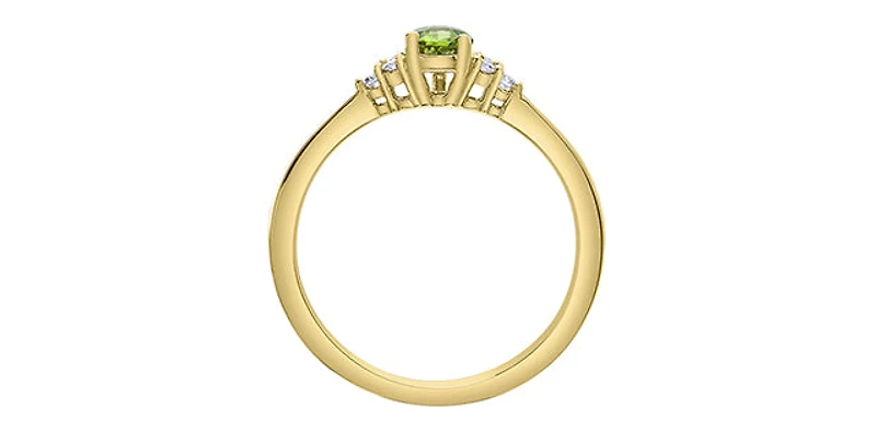 10K Yellow Gold Peridot and Diamond Ring