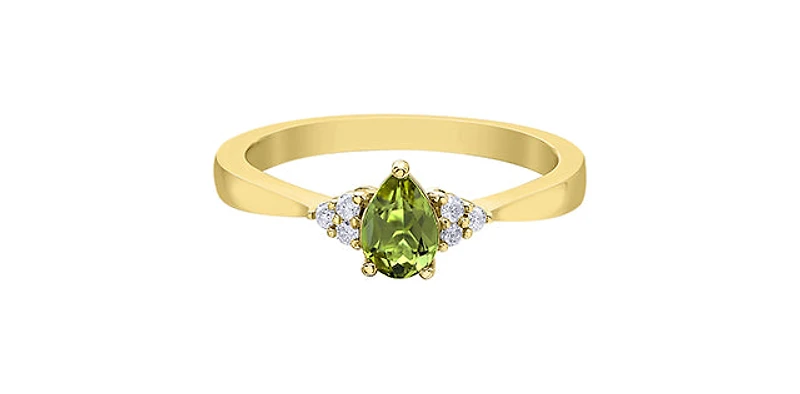 10K Yellow Gold Peridot and Diamond Ring