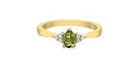 10K Yellow Gold Peridot and Diamond Ring