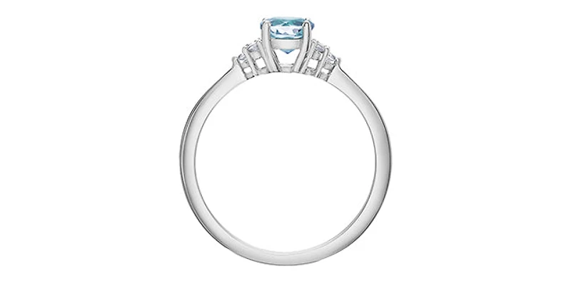 10K White Gold Blue Topaz and 0.06cttw Diamond Ring - 6
