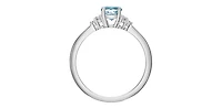 10K White Gold Blue Topaz and 0.06cttw Diamond Ring - 6