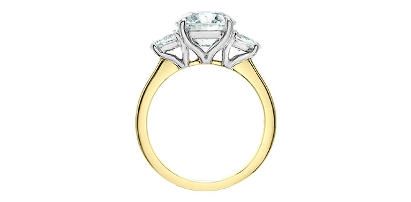 14K Yellow and White Gold 2.45Cttw Lab Grown Round Cut Diamond Engagement Ring