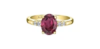 10K Yellow Gold Oval Cut Rhodolite Garnet and Diamond Ring - 4.5