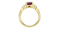 10K Yellow Gold Oval Cut Rhodolite Garnet and Diamond Ring - 4.5