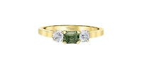 14K Yellow Gold Green Sapphire & Diamond Ring