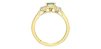 14K Yellow Gold Green Sapphire & Diamond Ring