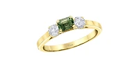 14K Yellow Gold Green Sapphire & Diamond Ring