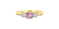 14K Yellow Gold Pink Sapphire & Diamond Ring