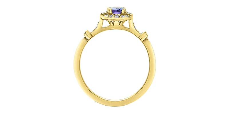10K Yellow Gold Tanzanite , White sapphire and Diamond Ring - yellow gold / 4
