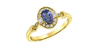 10K Yellow Gold Tanzanite , White sapphire and Diamond Ring - yellow gold / 4