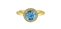 10K Yellow Gold Blue Topaz and Diamond Ring - yellow gold / 4