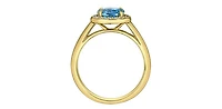 10K Yellow Gold Blue Topaz and Diamond Ring - yellow gold / 4