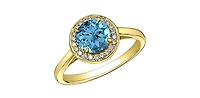 10K Yellow Gold Blue Topaz and Diamond Ring - yellow gold / 4