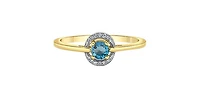 10K Yellow Gold Blue Topaz and Diamond Ring - 4 /