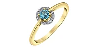 10K Yellow Gold Blue Topaz and Diamond Ring - 4 /