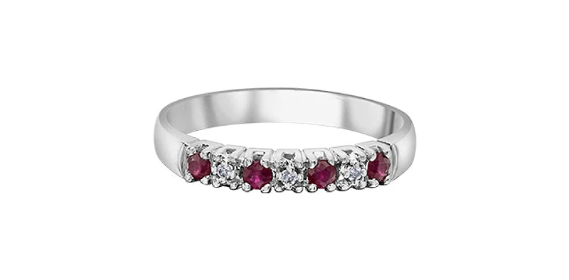 10K White Gold 0.02cttw Diamond with Ruby Ring