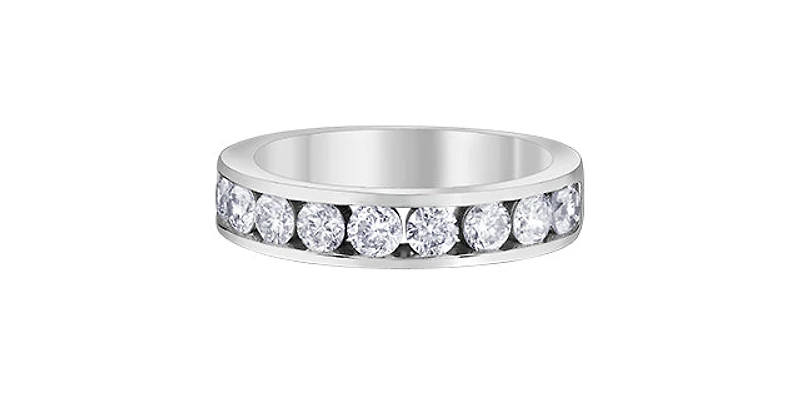 14K White Gold 1.00cttw Lab Grown Channel Set Diamond Anniversary Band