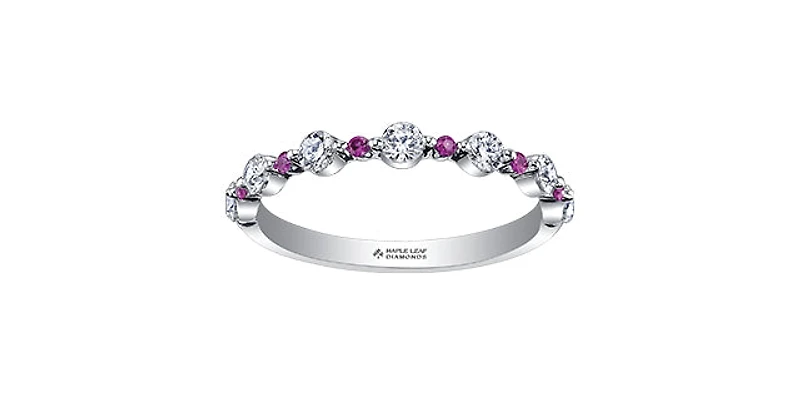 18K White Gold & Palladium Alloy (hypoallergenic) Ruby & Diamond Ring - 4.5