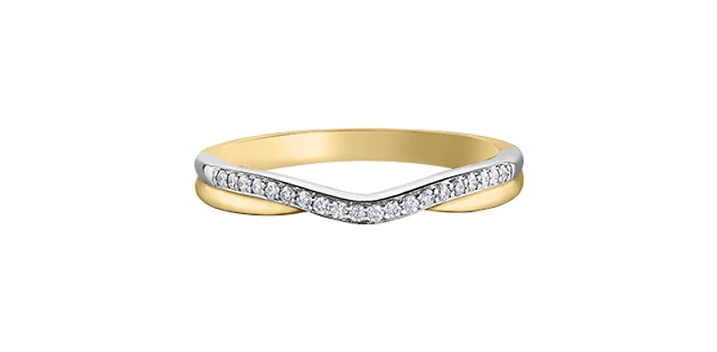 10K Yellow & White Gold 0.10cttw Diamond Ring